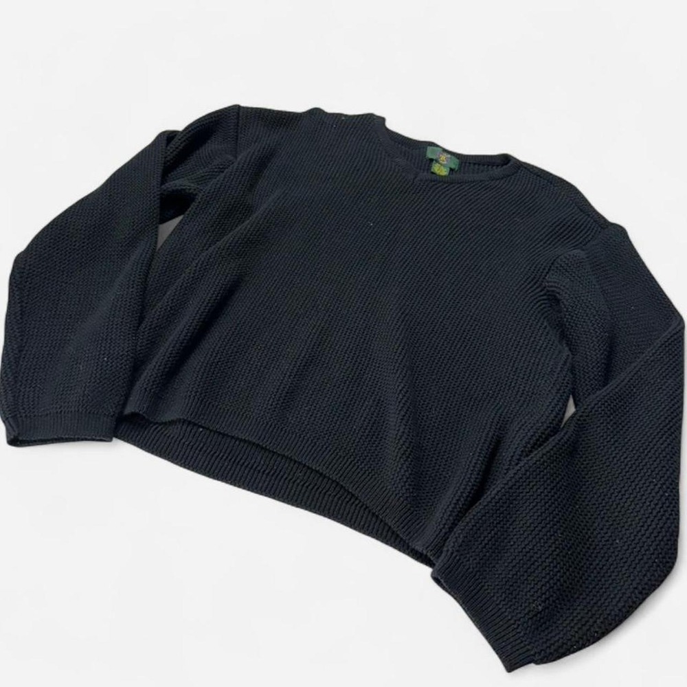 Club Room Mens Vintage Black 100% Cotton Shaker Knit Crewneck Sweater Large
